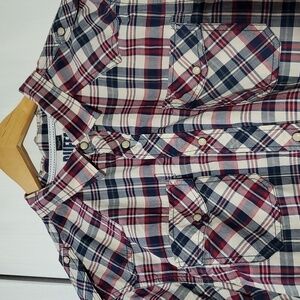 David Bitton| Mens Plaid Pearl Snap Button Down Shirt Pockets Preppy Sz.XL